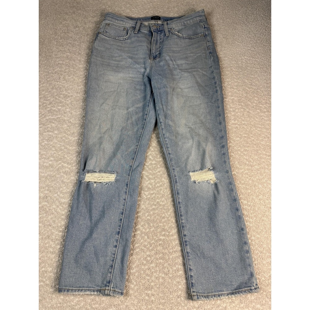 J.Crew Essential Straight Jeans Womens 29 Blue Light Wash Distressed Denim